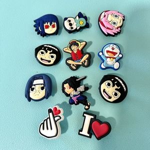 Lot 11 Anime Manga Shoe Charms For Crocs Cartoon Shoe Bitz Naruto Korean Heart